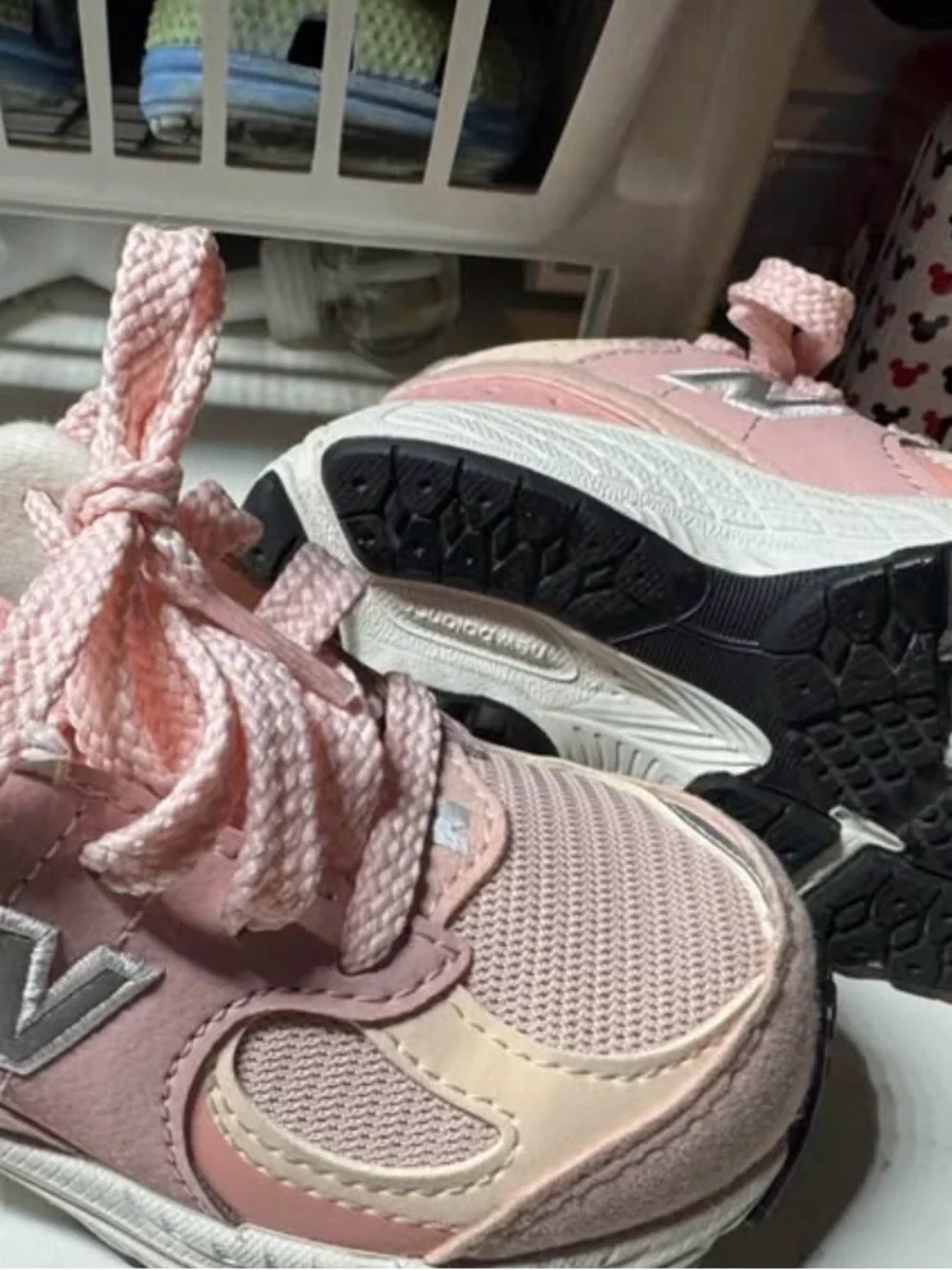 New Balance Kids Pink and Cream Athletic Sneakers